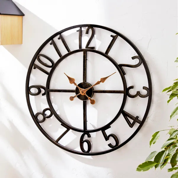 SKELETON Indoor Outdoor Wall Clock Black 70cm - S R Originals