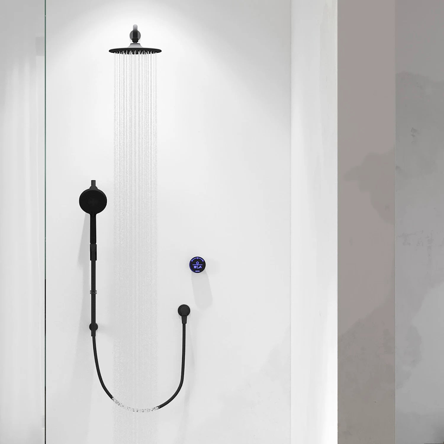 AQUALISA Smart Glo Dual Wall Fed Concealed Digital Shower - Black (Gravity Pumped) - S R Originals