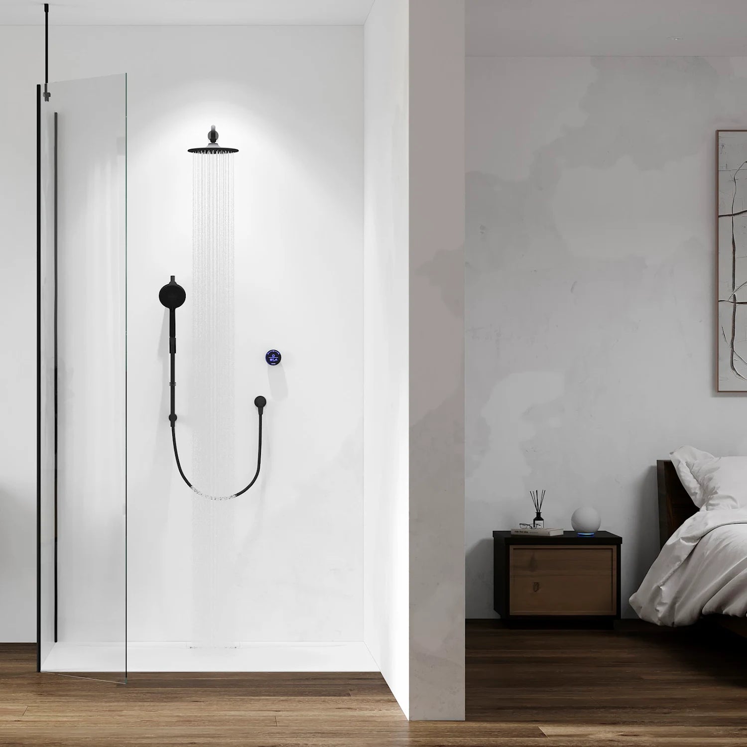 AQUALISA Smart Glo Dual Wall Fed Concealed Digital Shower - Black (Gravity Pumped) - S R Originals