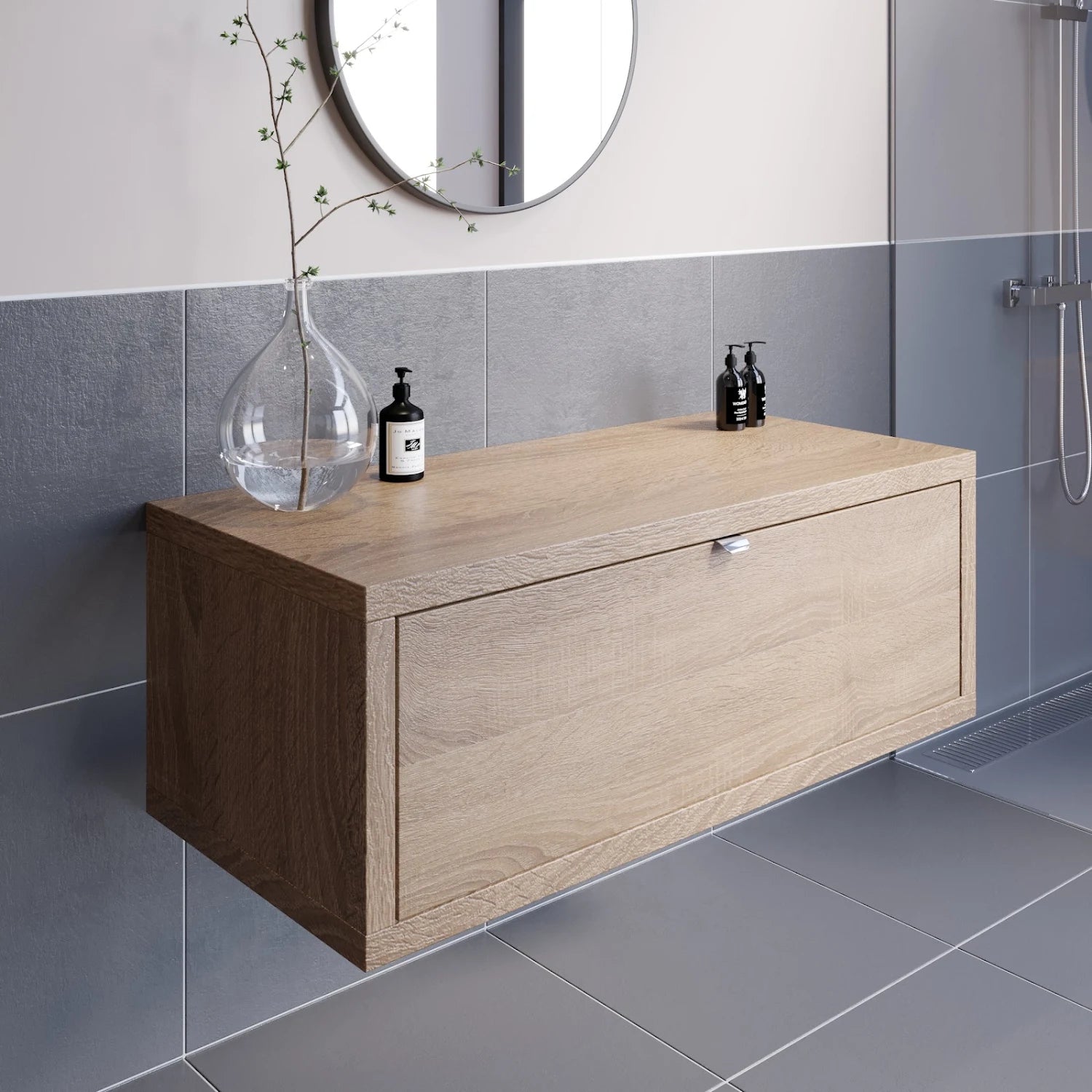 VITUSSO Garda Wood Wall Hung Vanity Unit - 1100mm Width - S R Originals