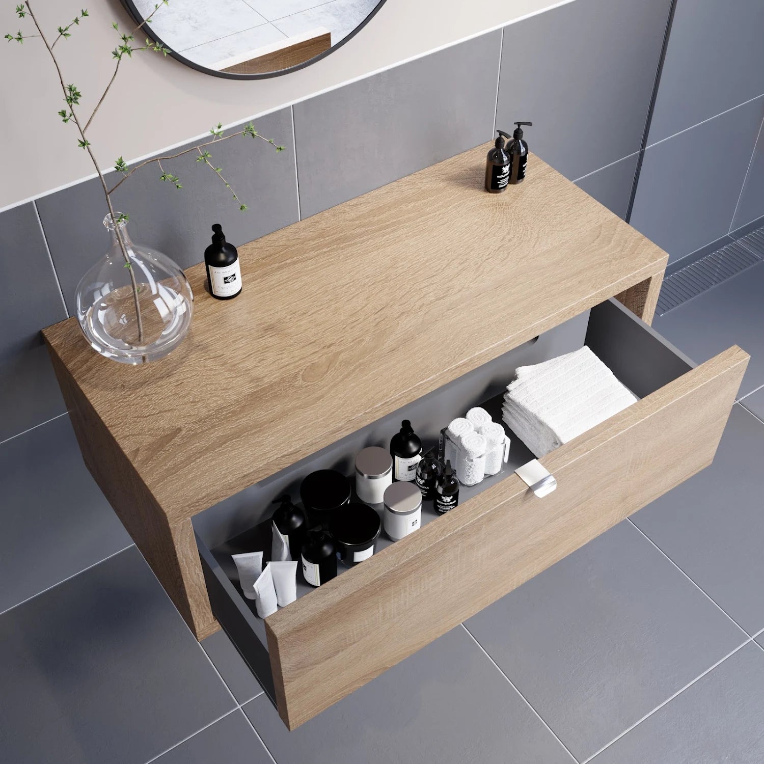 VITUSSO Garda Wood Wall Hung Vanity Unit - 1100mm Width - S R Originals