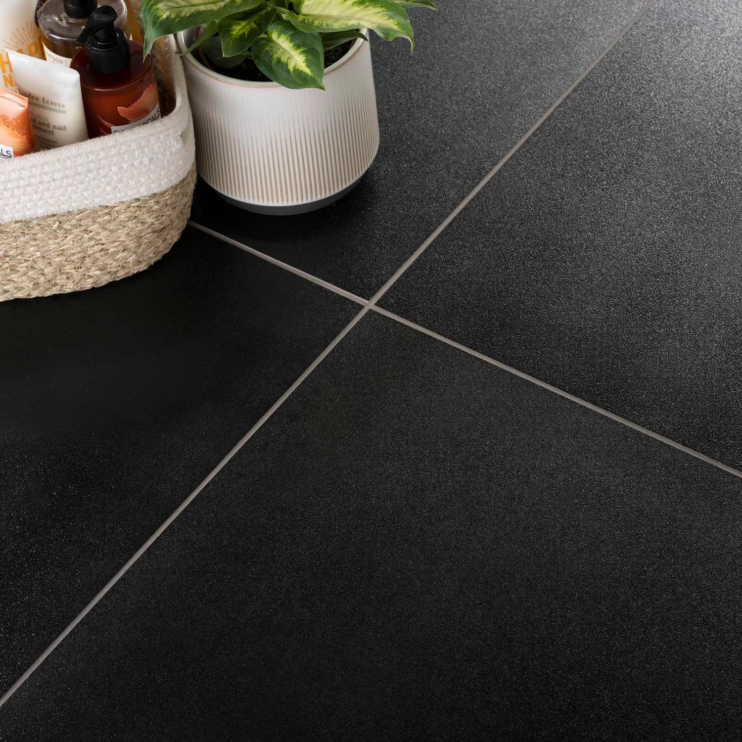 AMIATA Sparkle Black Porcelain Wall & Floor Tiles 600 x 600mm - S R Originals