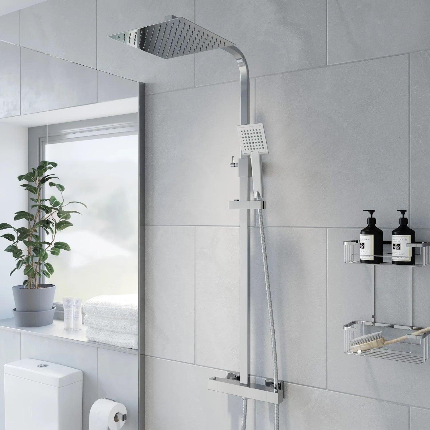 ARCHITECKT Square Thermostatic Bar Mixer Shower with Adjustable & Fixed Head -Square - S R Originals