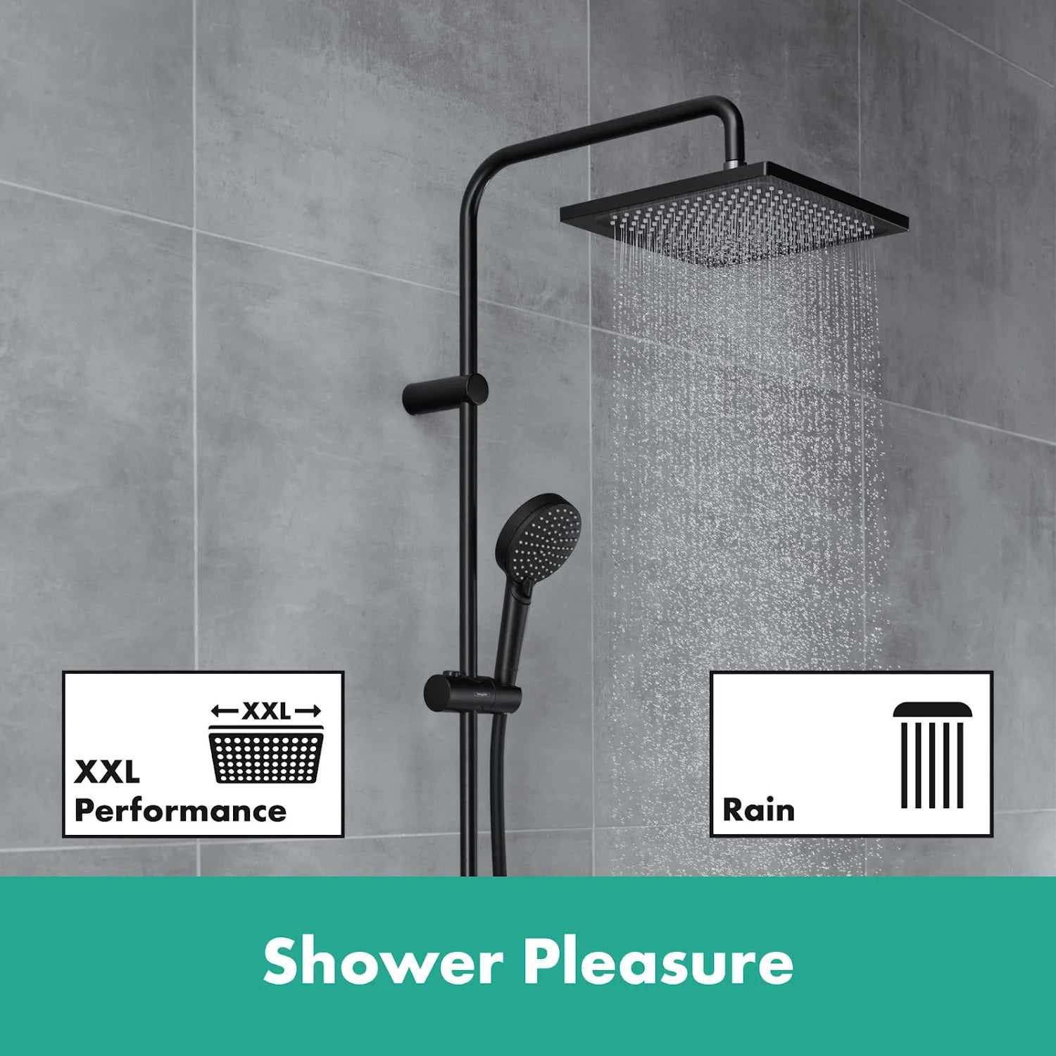 HANSGROHE Vernis Shape 240 1jet EcoSmart Dual Head Thermostatic Mixer Shower - Matt Black - S R Originals