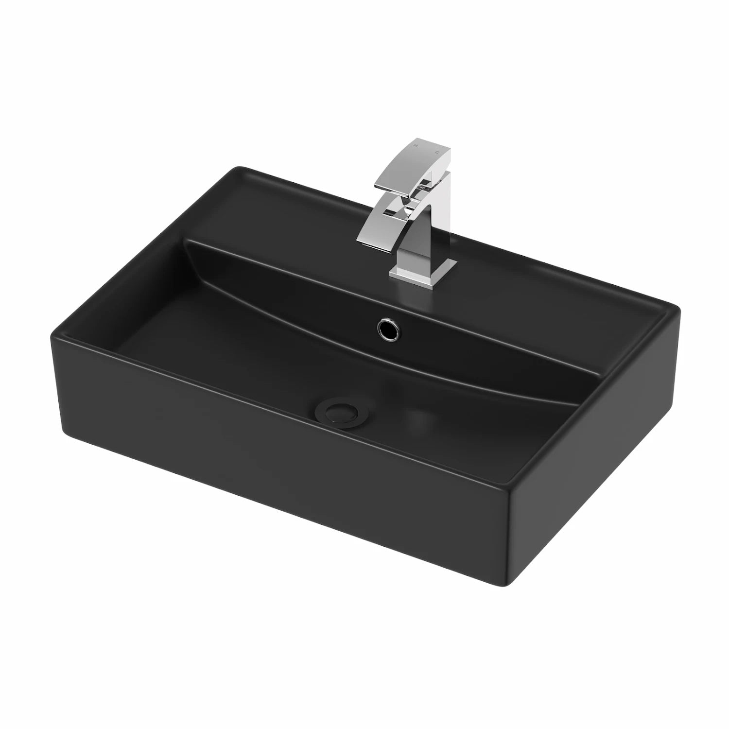 AFFINE Rectangular Countertop Basin Matt Black - 505 x 352mm - S R Originals