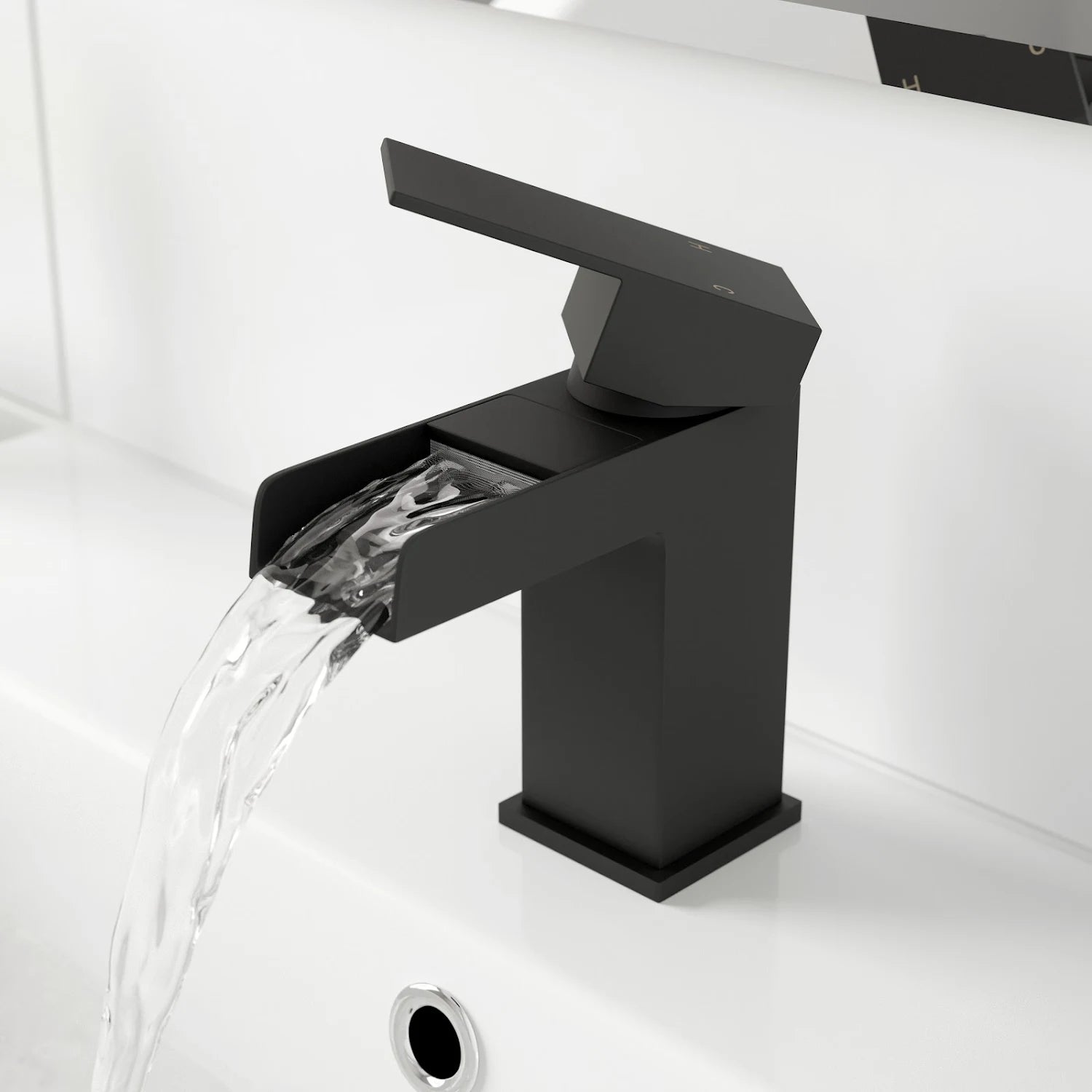 ARCHITECKT Dakota Basin Mixer Waterfall Tap - Black Finish -S R Originals