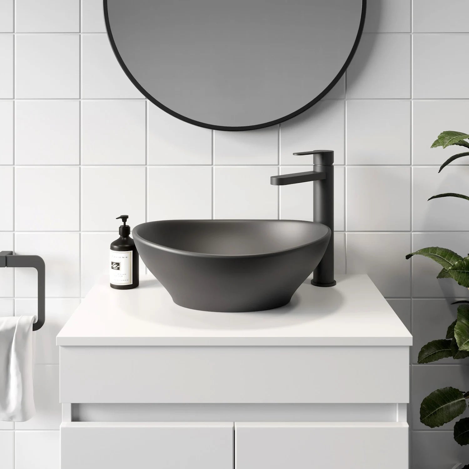 AFFINE Roubaix Countertop Basin - Matt Black - 405 x 330mm - S R Originals