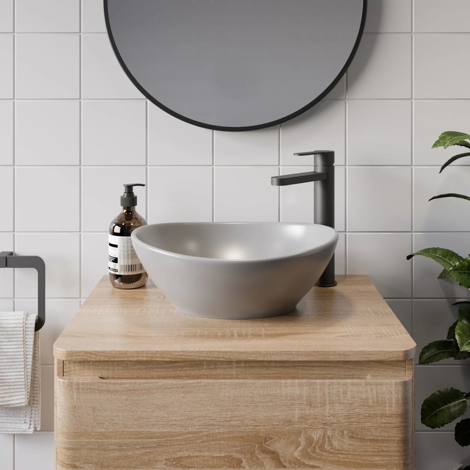 AFFINE Oval Countertop Basin Matt Grey - 408 x 330mm - S R Originals