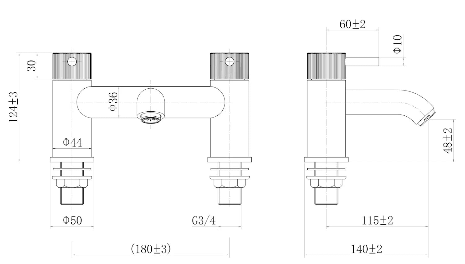 MERANO Fluted Bath Mixer Tap - Matt Black - S R Originals