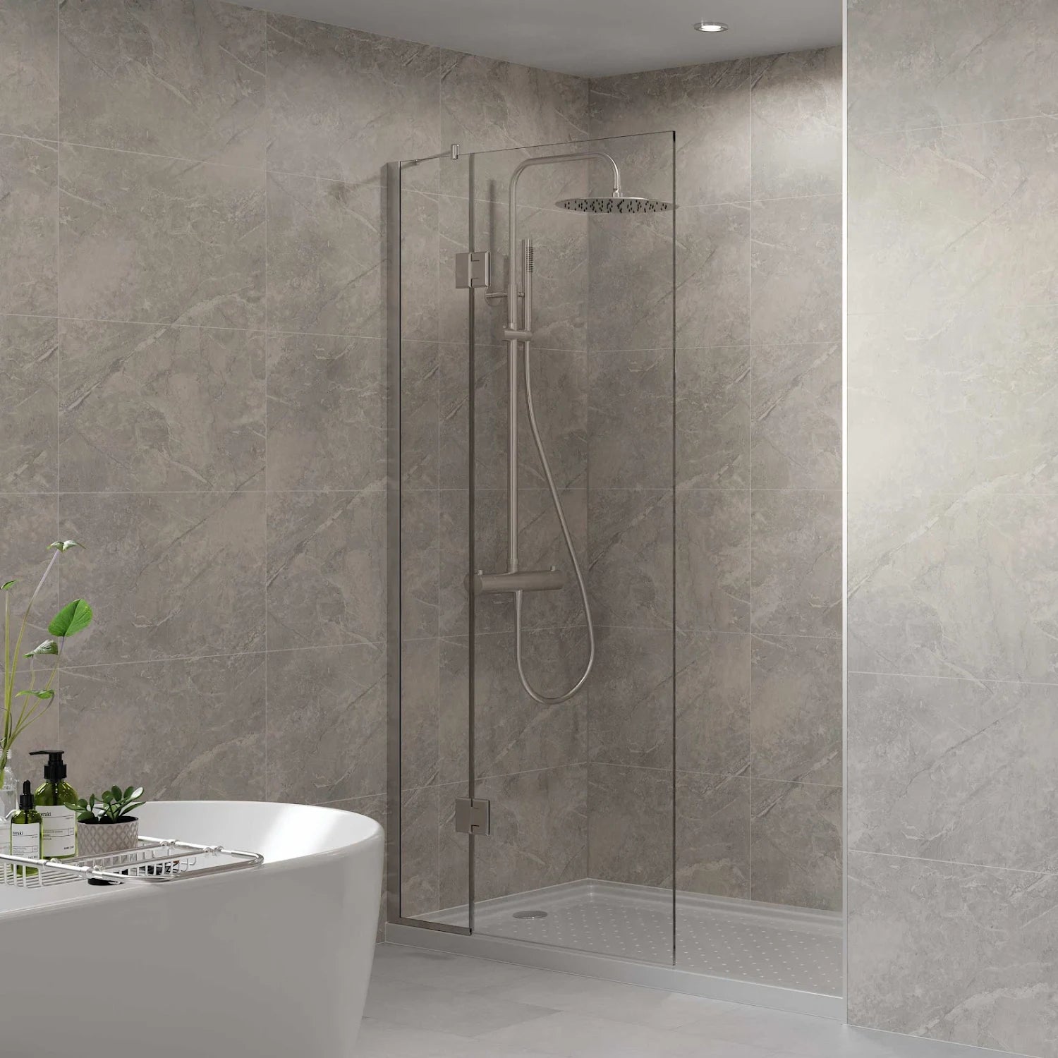 MULTIPANEL Valmasino Marble Tile Effect Bathroom Wall Panel Hydrolock 2400 x 598mm - S R Originals