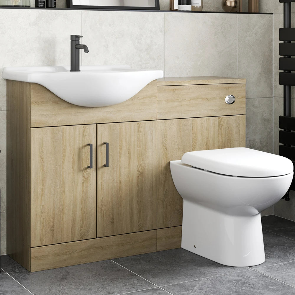 Alpine Oak Toilet & Basin Vanity Unit Combination 1150mm - S R Originals