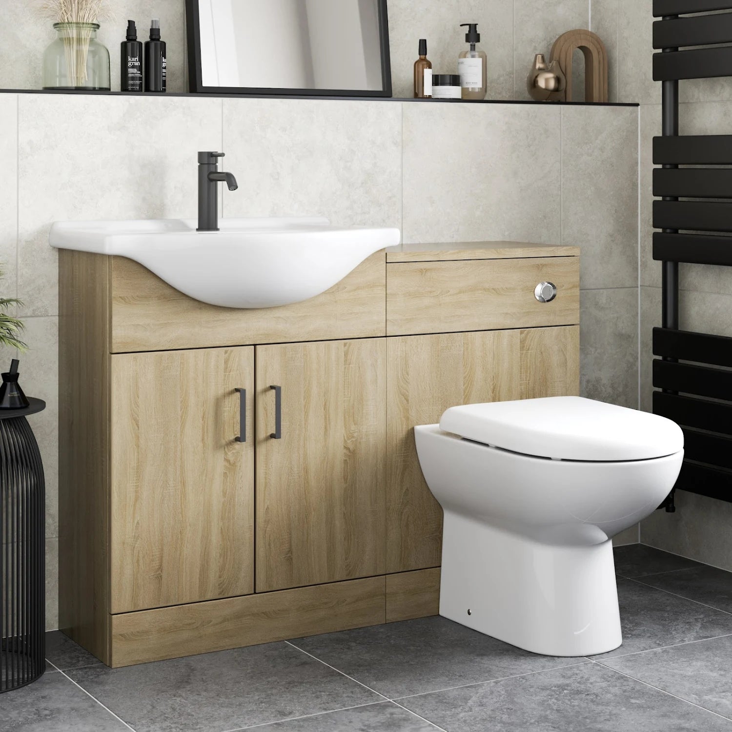 Alpine Oak Toilet & Basin Vanity Unit Combination 1150mm - S R Originals