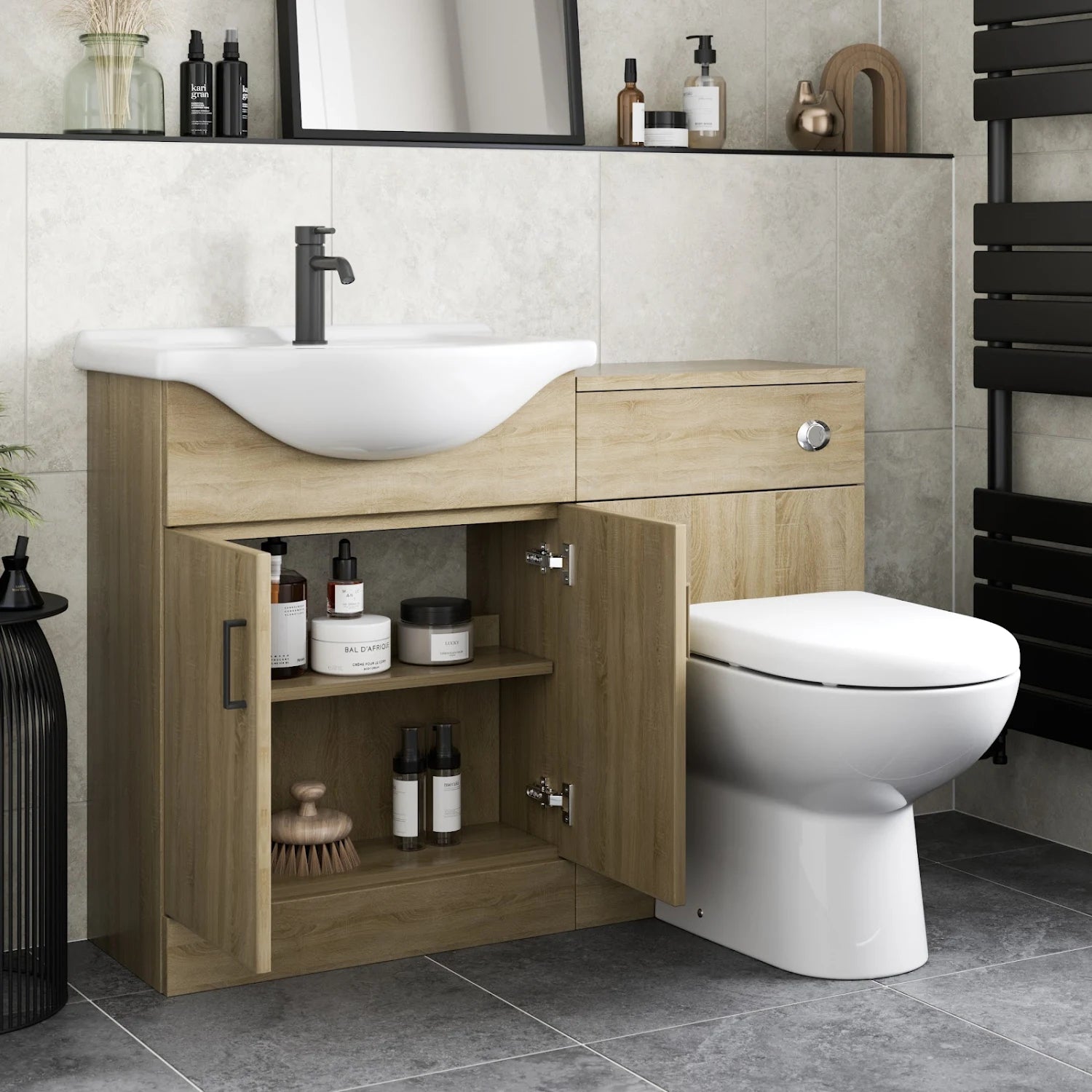 Alpine Oak Toilet & Basin Vanity Unit Combination 1150mm - S R Originals