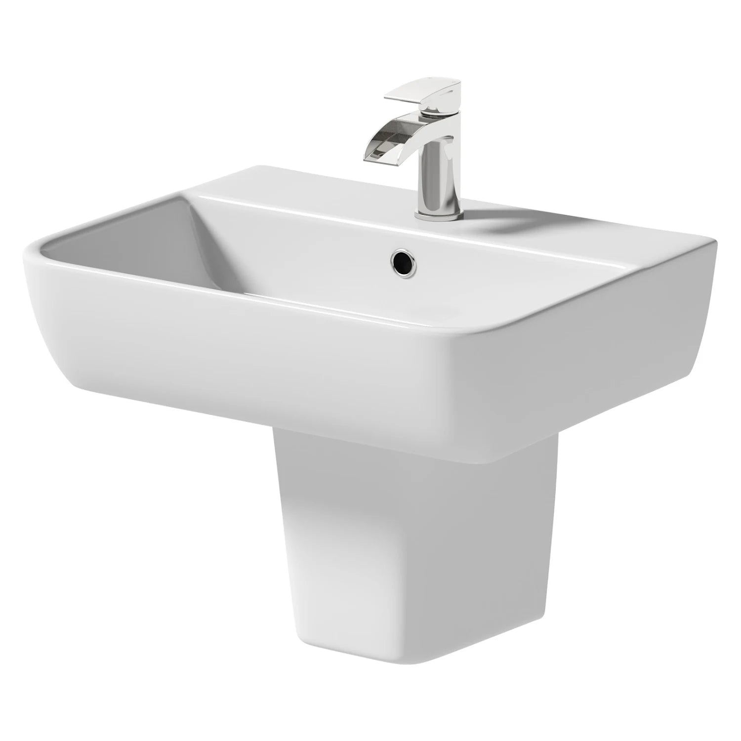 AFFINE Provence Semi Pedestal 550mm 1 Tap Hole Bathroom Basin - S R Originals