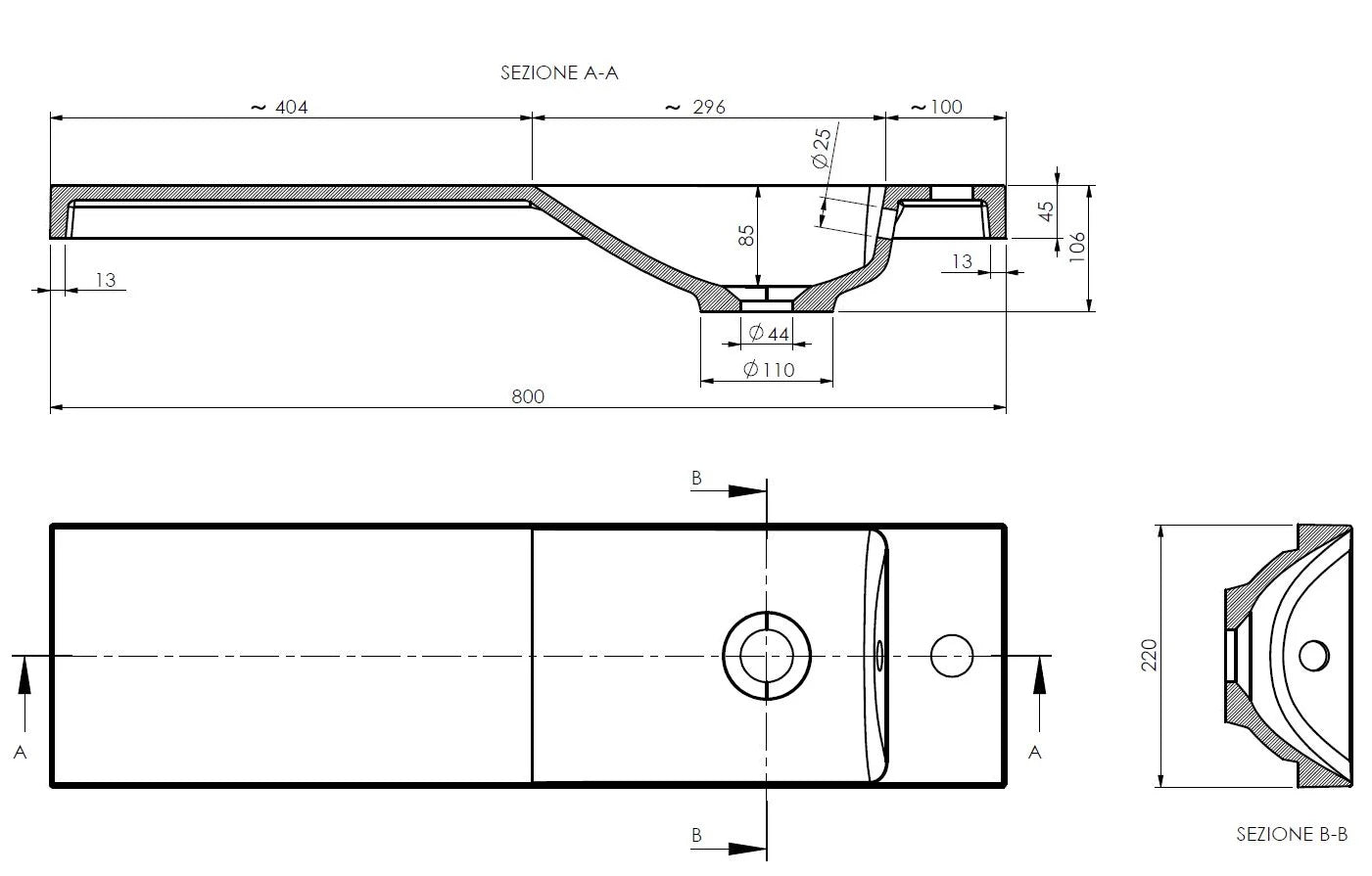 AFFINE Slim Cloakroom Recessed Basin 800mm - S R Originals