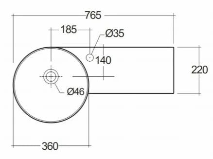 RAK Petit Wall Hung Basin - Right Ledge - S R Originals