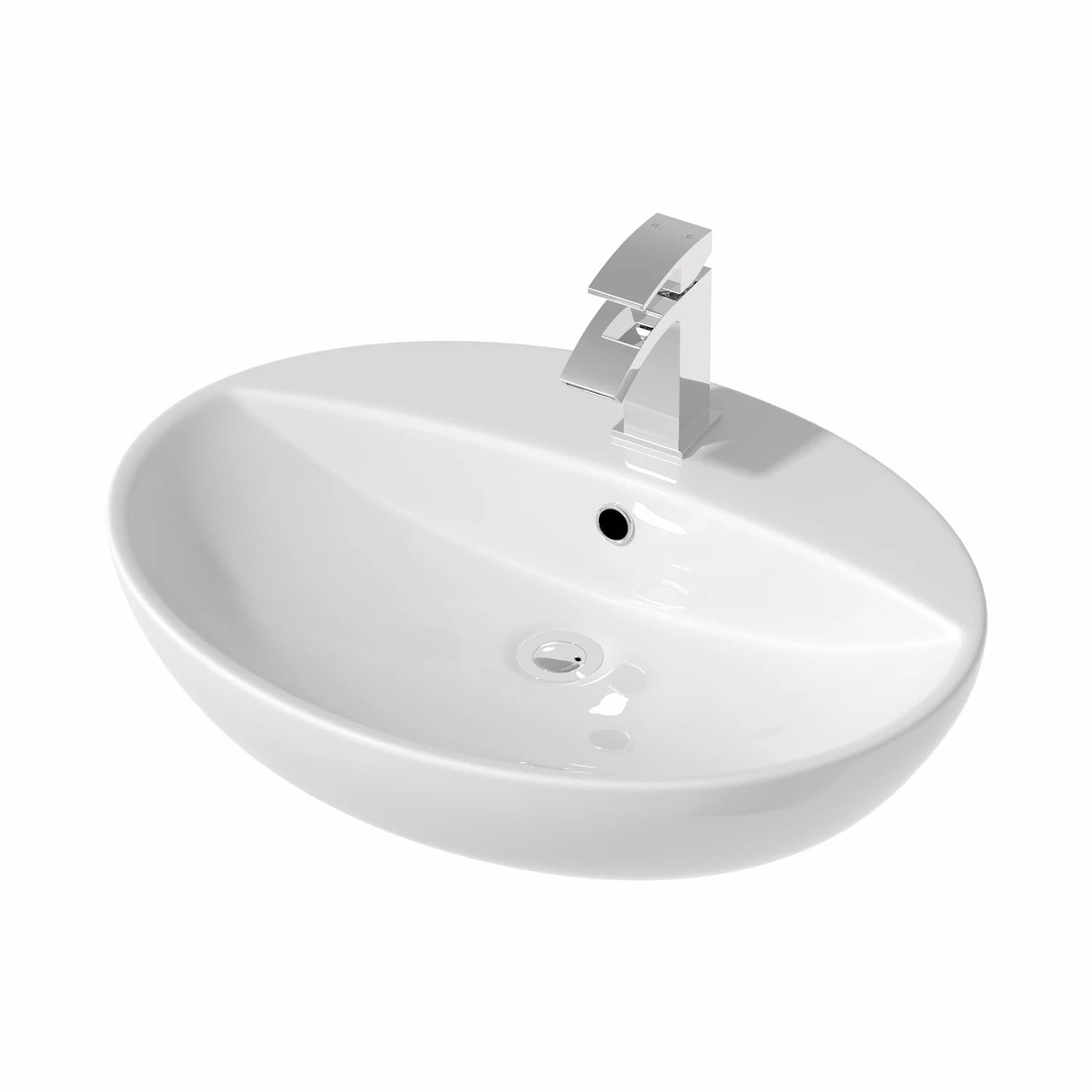 AFFINE Oval Countertop Basin White - 550 x 420mm - S R Originals