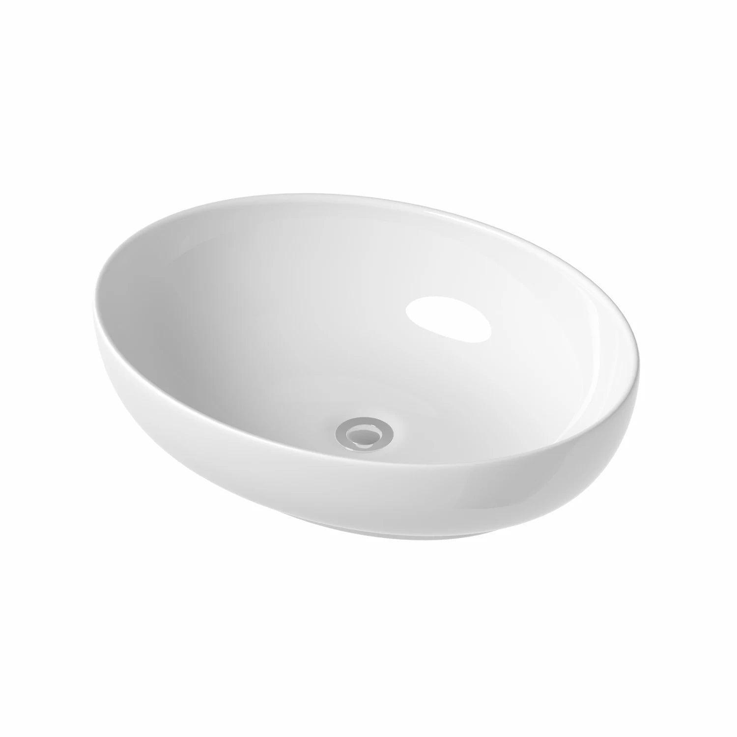 AFFINE Oval Countertop Basin Gloss White - 505 x 398mm - S R Originals