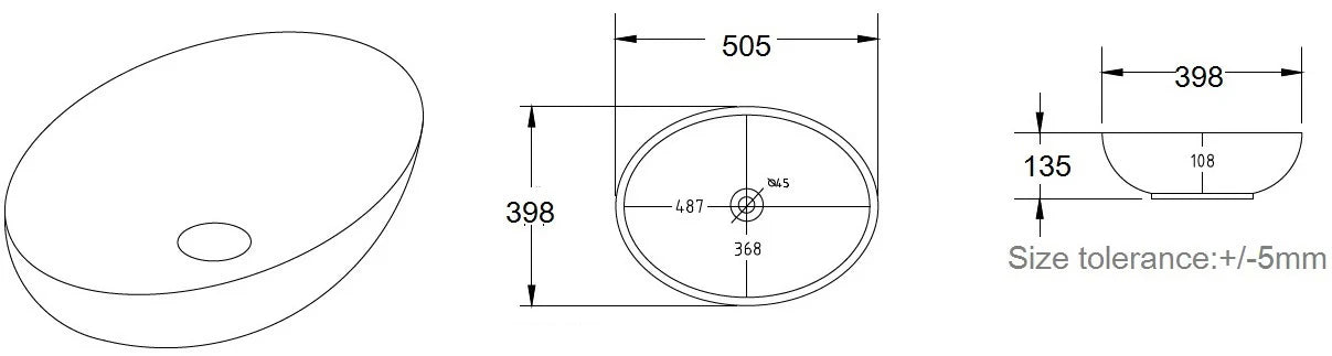 AFFINE Oval Countertop Basin Gloss White - 505 x 398mm - S R Originals