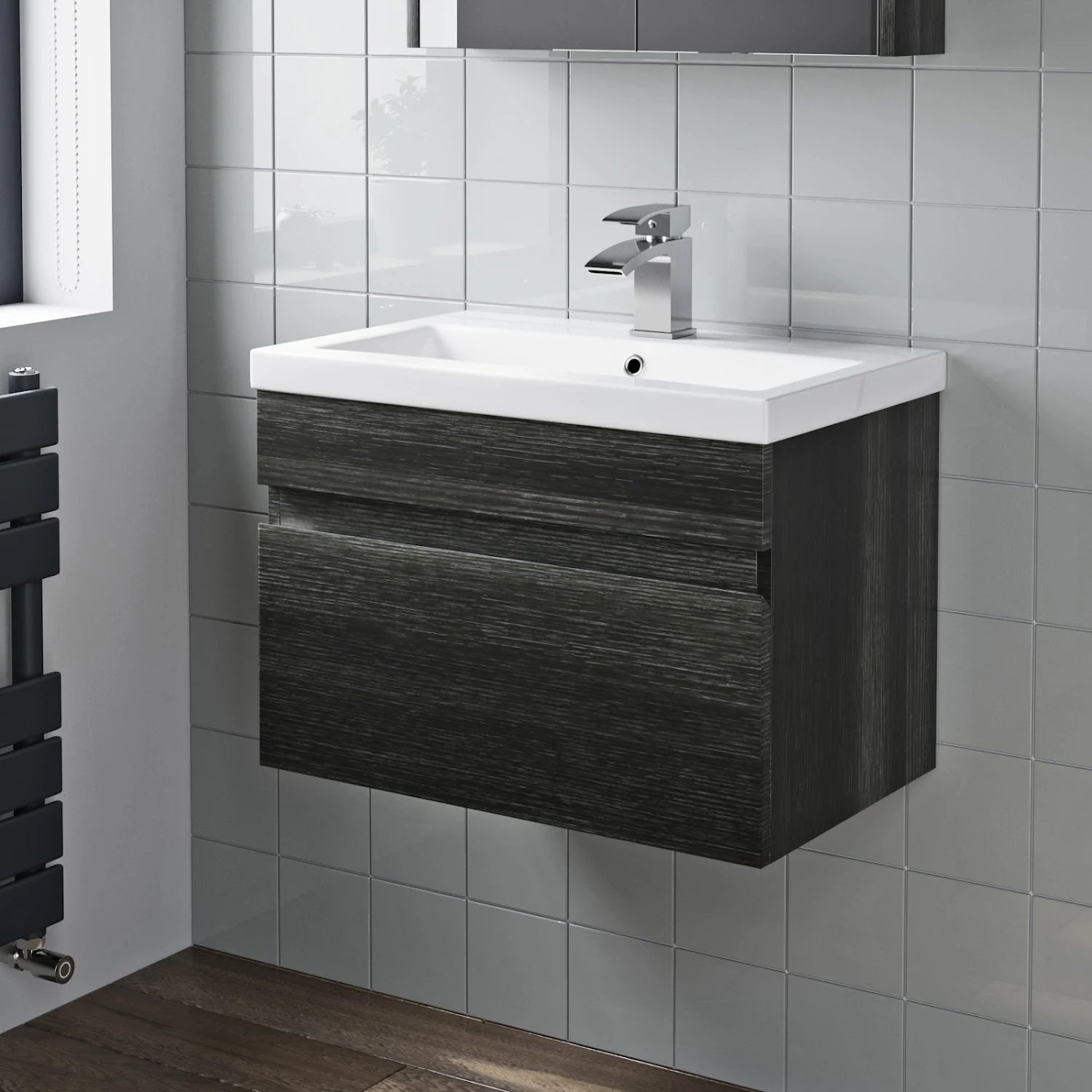 ARTIS Centro Grey Wood Wall Hung Vanity Unit & Basin 600mm - S R Originals