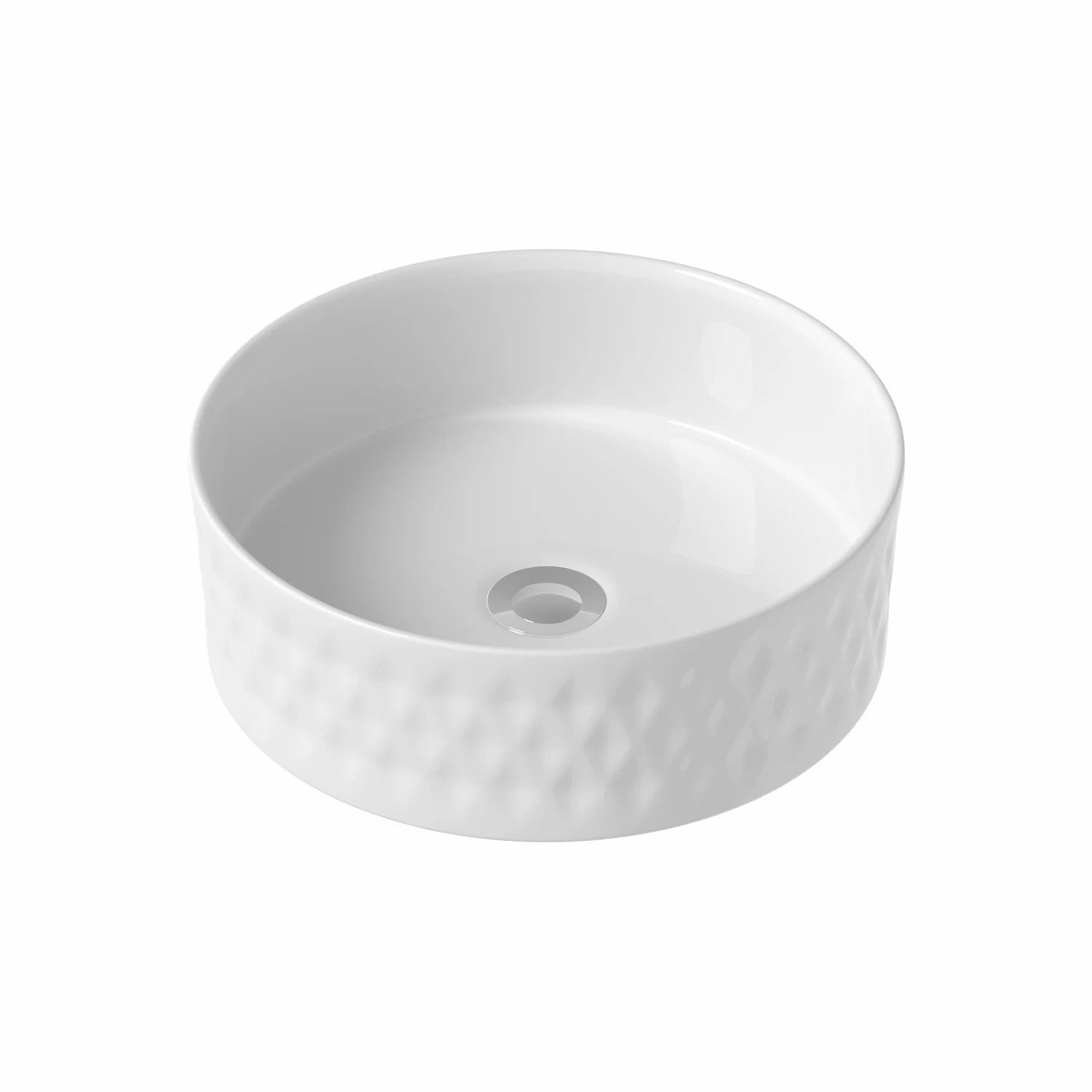 AFFINE Round Countertop Basin Gloss White - 360 x 360mm - S R Originals