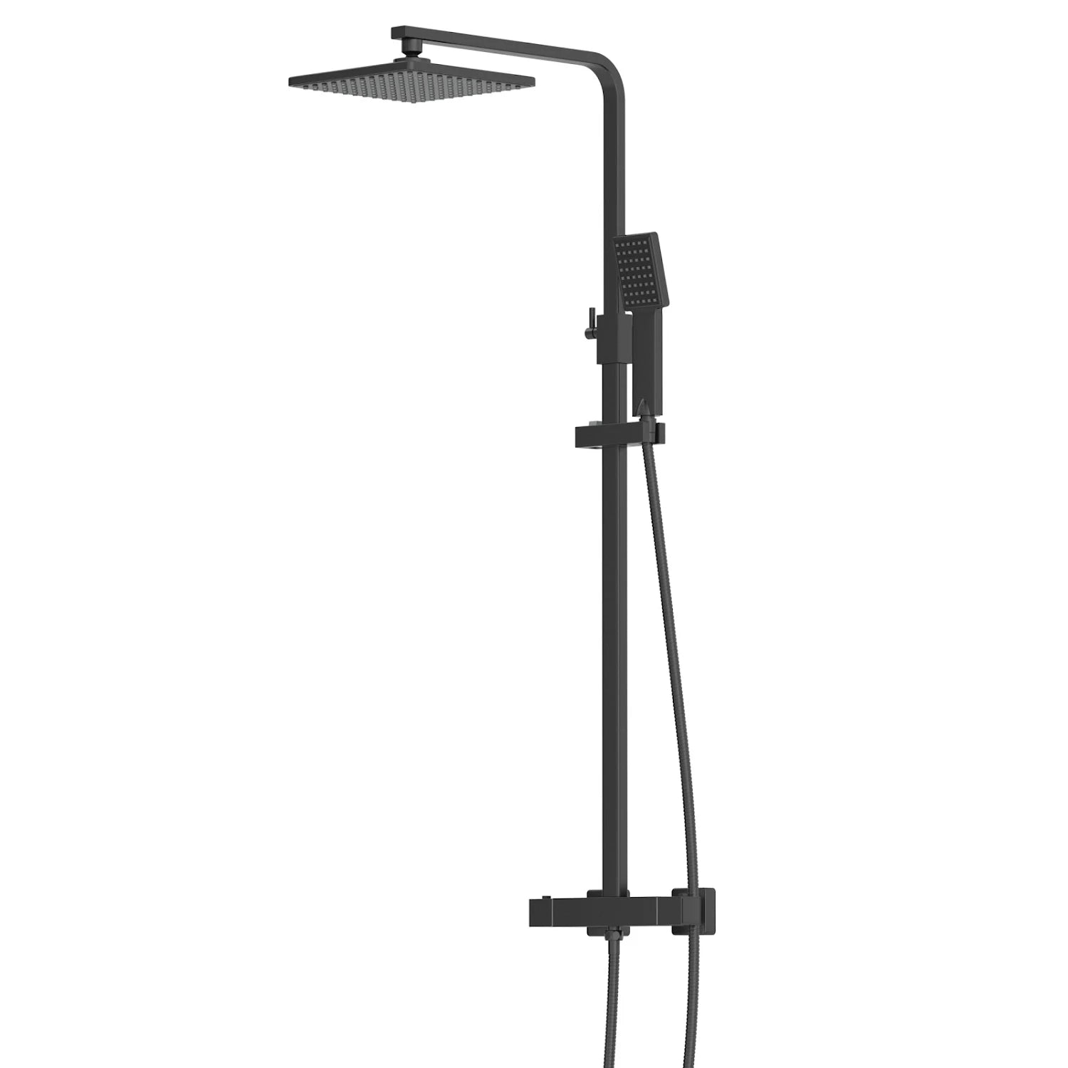 MERANO Thermostatic Square Bar Mixer Shower with Adjustable & Fixed Head Black - S R Originals